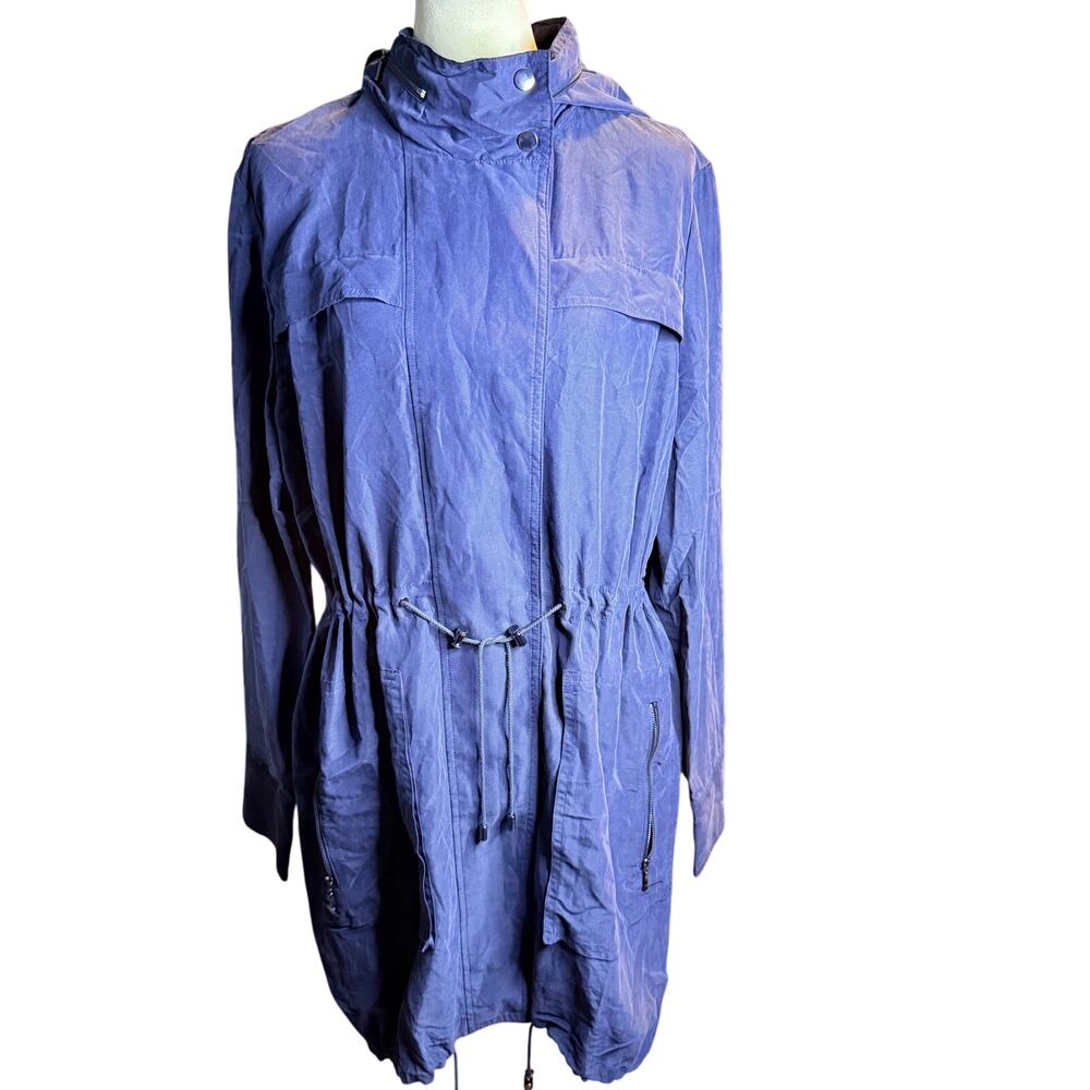 Elie Tahari Daria Hooded Anorak Coat, Luxury Modal, Navy Blue, Women's Large